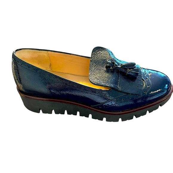 JENNIFER TATTANELLI Blue‎ Patent Leather Tassel Loafers